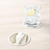 Abstracte Glitter Strata Wedding Ivory ID903 Ronde Kartonnen Onderzetter (Insitu)