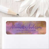 Abstracte Glittery Paarse Gold Return Adres Label (Insitu)