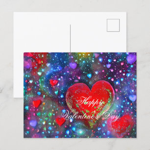 Abstracte gloeiende harten valentijn briefkaart