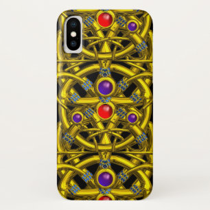 ABSTRACTE GOLD CELTIC KENNIS MET KLEURSTONEN iPhone X HOESJE