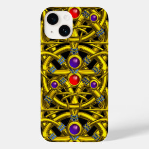 ABSTRACTE GOLD CELTIC KENNIS MET KLEURSTONEN Case-Mate iPhone 14 HOESJE