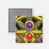 ABSTRACTE GOLD CELTIC KENNIS MET KLEURSTONEN MAGNEET (Voorkant / Achterkant)