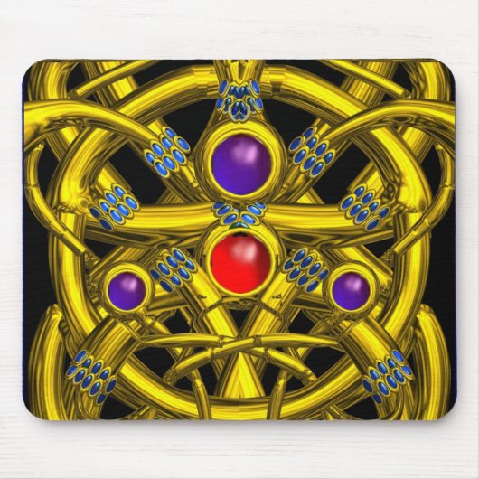 ABSTRACTE GOLD CELTIC KENNIS MET KLEURSTONEN MUISMAT (Voorkant)