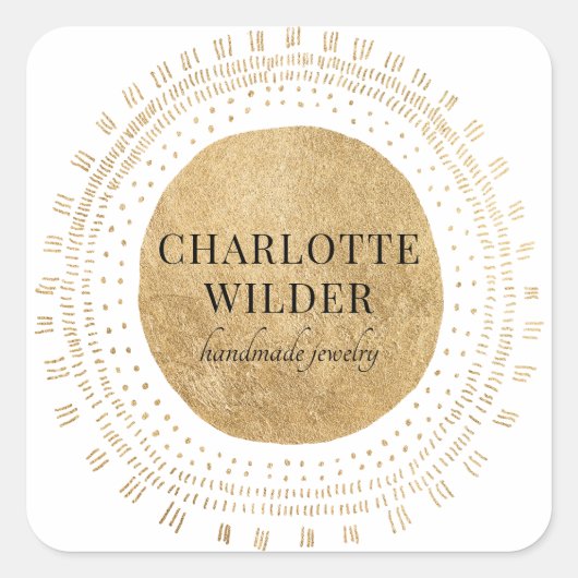 Abstracte Gold Circle Jewelry Designer Vierkante Sticker (Voorkant)