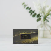 *~* Abstracte Gold Dust Black Gold Glitter Visitekaartje (Staand voorkant)