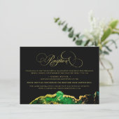 Abstracte Gold Emerald Green Reception Directions Informatiekaartje (Staand voorkant)