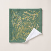 Abstracte Gold Leaf Green-achtergrond Bad Handdoek (Wasdoekje)