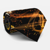 Abstracte Gold Light Swirl Black Stropdas (Opgerold)