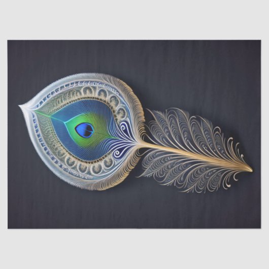 Abstracte Gold Peacock Feather Illustration Large Tissuepapier (Voorkant)