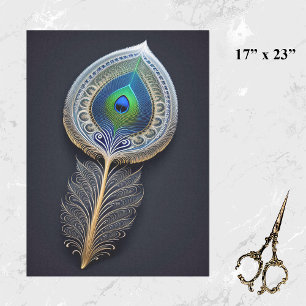 Abstracte Gold Peacock Feather Illustration Large Tissuepapier