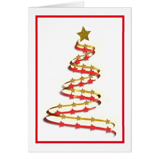 Abstracte Gold Red Ribbon-kerstboom - Aangepast (Voorkant)
