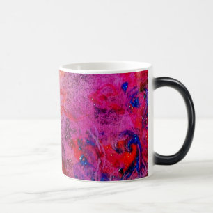 ABSTRACTE GOLD SWIRLS, rood roze paars geel Magische Mok
