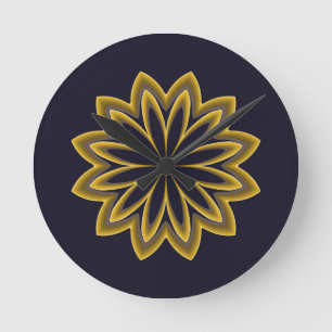 Abstracte Golden Flower Ronde Klok