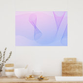 Abstracte golflengte Roze Blauw Poster (Keuken)
