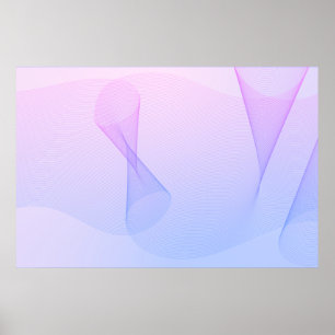 Abstracte golflengte Roze Blauw Poster