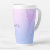 Abstracte golflijnen roze blauw latte mok (Rechterhoek)
