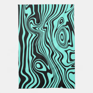 Abstracte Golven Blauwgroen Blauwe Keuken Handdoek