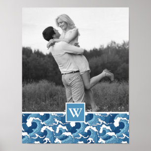 Abstracte golven Foto met Monogram Monogram Poster