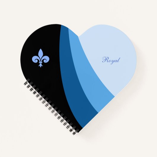 Abstracte golven in blauwe tinten & fleur de lis notitieboek (Voorkant)
