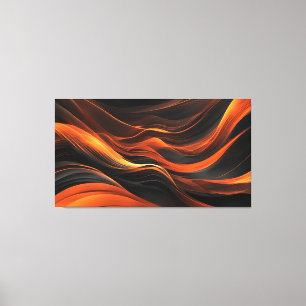 Abstracte golven in een bocht van zwart & Sinaasap Canvas Afdruk
