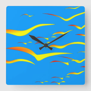 Abstracte Golven in vliegwandklok Vierkante Klok