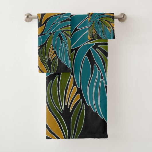 Abstracte golven, lijnen, bladeren, modern design bad handdoek (Insitu)