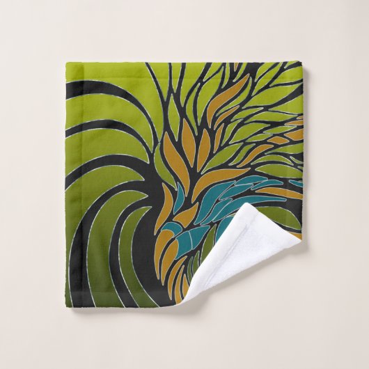 Abstracte golven, lijnen, bladeren, modern design bad handdoek (Wasdoekje)