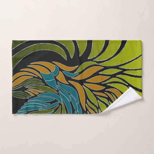 Abstracte golven, lijnen, bladeren, modern design bad handdoek (Handdoek)