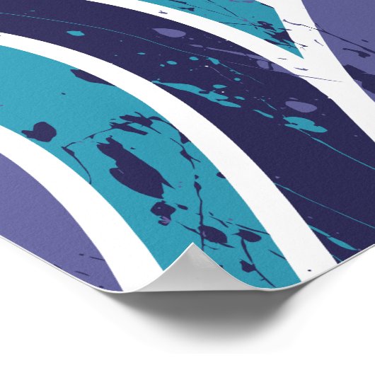 Abstracte golven met verfspatten poster (Hoek)