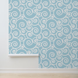 Abstracte golven Patroon Licht Blauw en Witte Ocea Behang