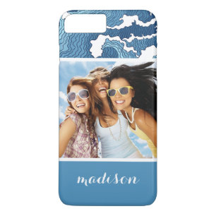 Abstracte golven   Uw foto en naam iPhone 8 Plus / 7 Plus Hoesje