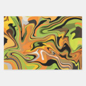 Abstracte golven van herfstkleuren inpakpapier vel (Voorkant 3)