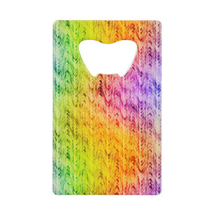 Abstracte golven van regenboogkleuren kredietkaart flessenopener