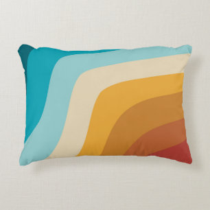 Abstracte golven voor kleurrijke Retro-regenboogre Accent Kussen