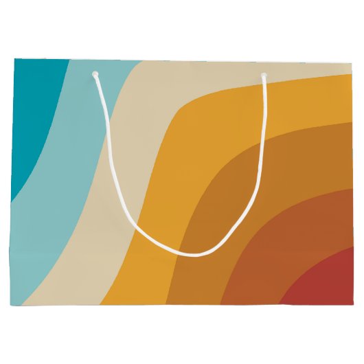 Abstracte golven voor kleurrijke Retro-regenboogre Groot Cadeauzakje (Achterkant)