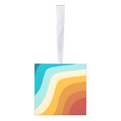 Abstracte golven voor kleurrijke Retro-regenboogre Kubus Ornament (Rechts)
