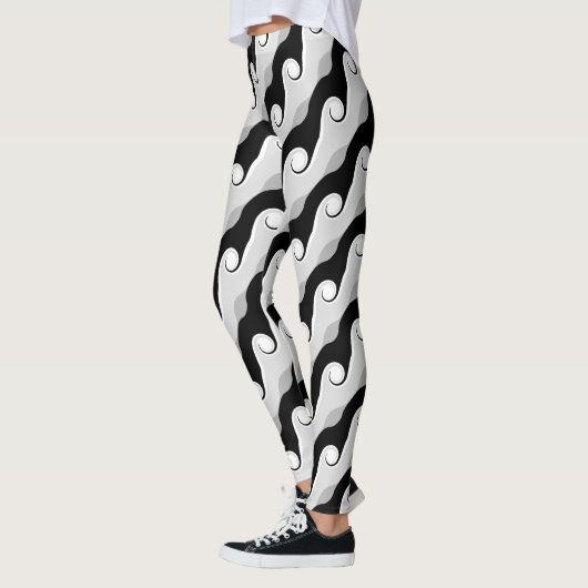 Abstracte golven voor zwart en licht grijs leggings (Links)