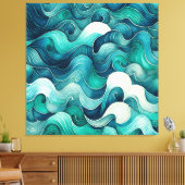 Abstracte golven wandelen — groot canvas afdrukken (Insitu (Woonkamer))