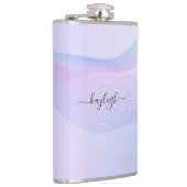 Abstracte golvende lijnen Roze Blauwe fles Heupfles (Rechts)