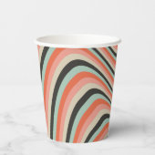 Abstracte golvende streep aqua perzik aangepaste B Papieren Bekers (Achterkant)