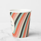 Abstracte golvende streep aqua perzik aangepaste B Papieren Bekers (Links)