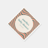 Abstracte golvende streep aqua perzik aangepaste B Servet (Hoek)