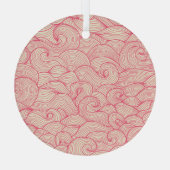 Abstracte golvende streken,  patroon. glas ornament (Achterkant)