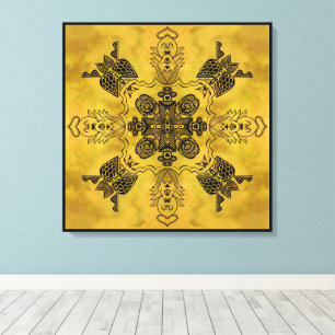 Abstracte goth tribale lijntekening herhalingspatr canvas afdruk