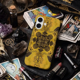 Abstracte goth tribale lijntekening herhalingspatr iPhone 16 hoesje
