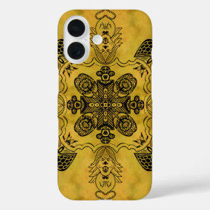 Abstracte Gothic Tribal Line Tekening Herhalingspa iPhone 16 Hoesje