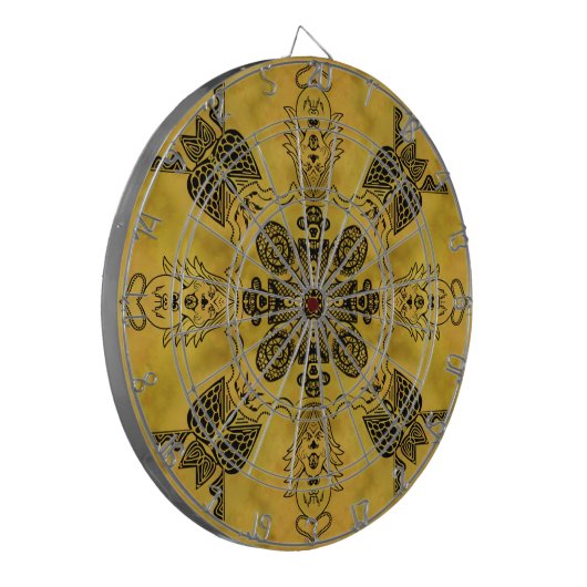 Abstracte Gothic Tribal Line Tekening Herhalingspa Dartbord (Voorkant Links)