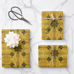 Abstracte Gothic Tribal Line Tekening Herhalingspa Inpakpapier Vel