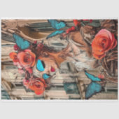 Abstracte Gotische Gargoyle Blue Butterfly Decoupa Tissuepapier (Voorkant)