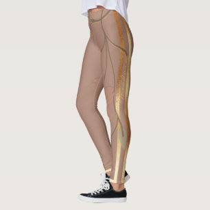 Abstracte goudchocolade-Floral Leggings